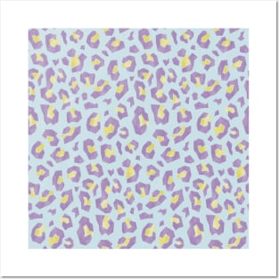 Light Blue Geometric Leopard Print Posters and Art